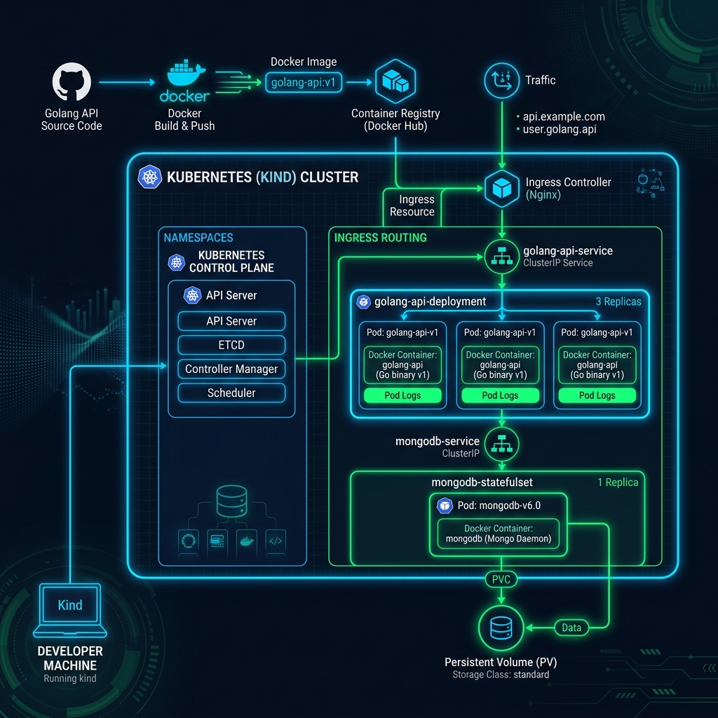 Containerized Golang API Kubernetes Deployment Diagram